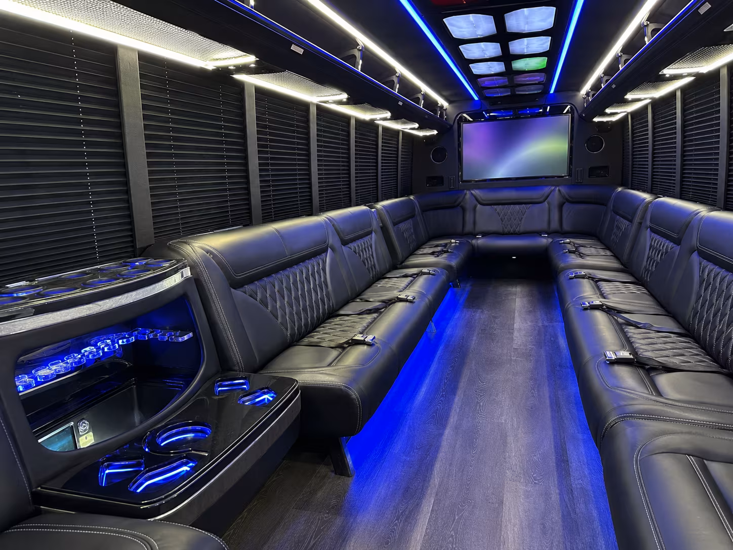 westminster 20 passenger party bus inside
