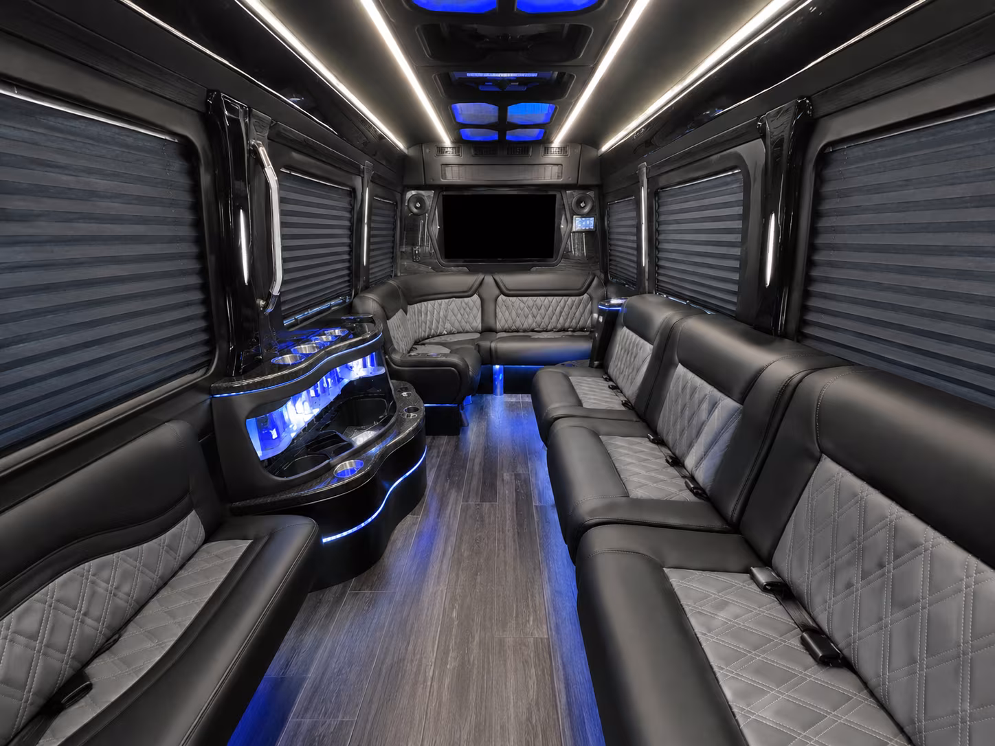 westminster 25 passenger party bus inside