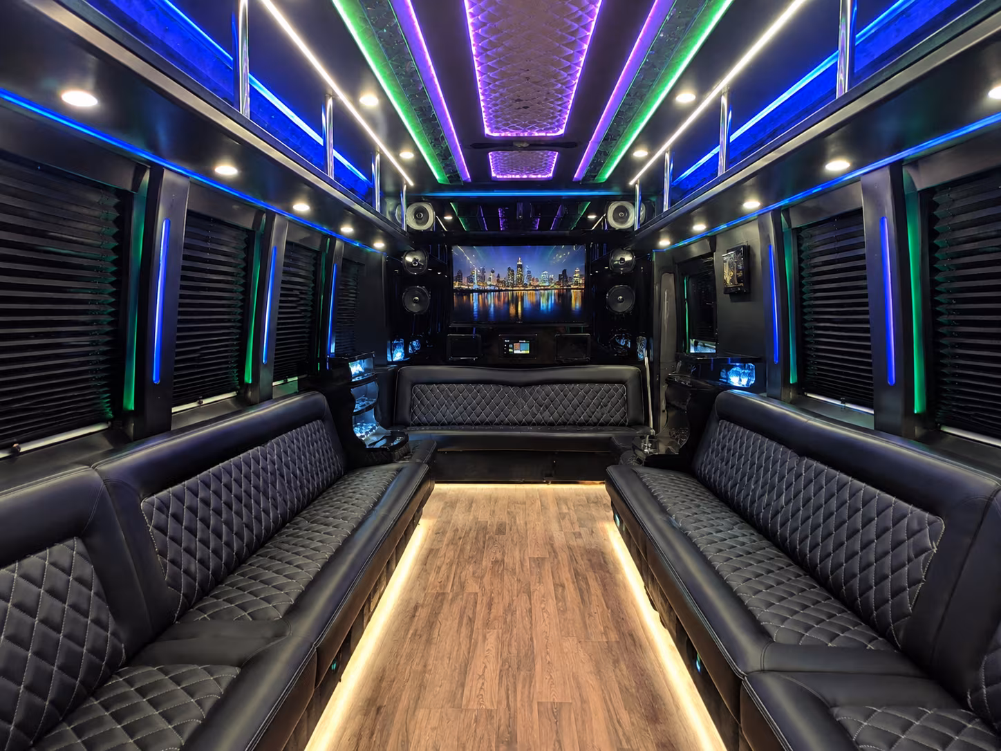 westminster 25 passenger party bus interior