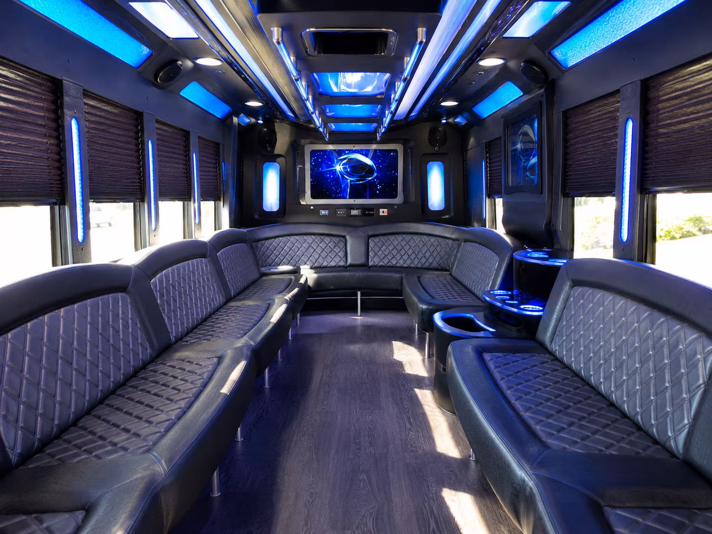 westminster 28 passenger party bus inside